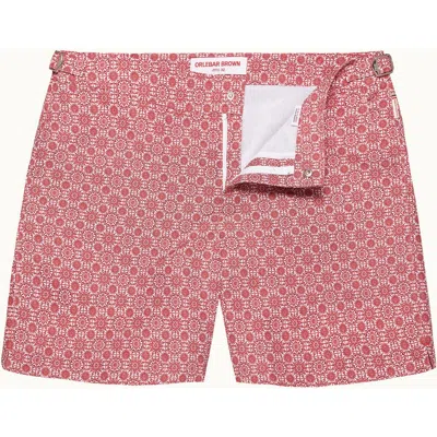 Orlebar Brown Bulldog Exclusive-print Mid-length Swim Shorts In Dark Ruby