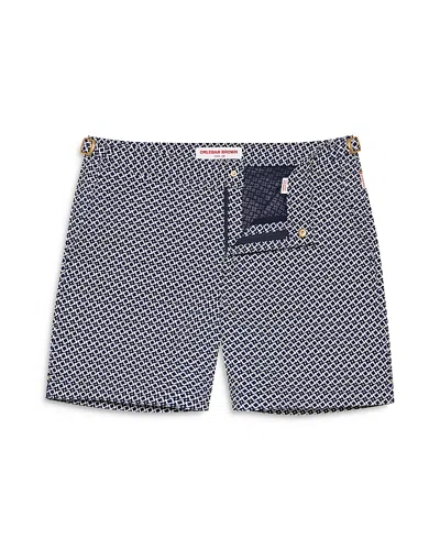Orlebar Brown Bulldog Geo Jacquard Tailored Fit 6 Swim Trunks In Night Iris/sand