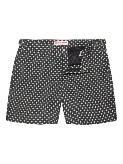 Orlebar Brown Bulldog Geometric-pattern Swim Shorts In Black