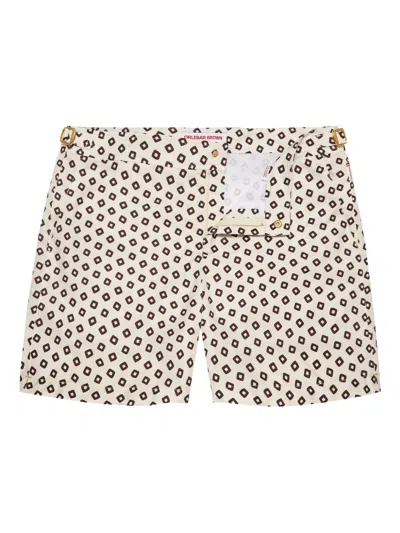 Orlebar Brown Bulldog Geometric-print Swim Shorts In Neutral
