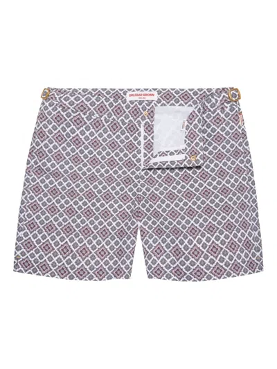 Orlebar Brown Bulldog Geometric-print Swim Shorts In White