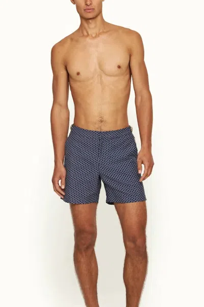 Orlebar Brown Bulldog Jacquard Origami Swim Shorts In Night Iris In Multi