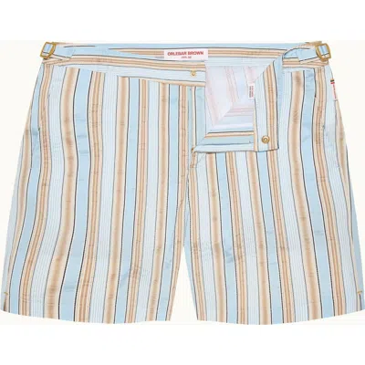 Orlebar Brown Bulldog Mid-length Swim Shorts In Blue/biscuit Stripe