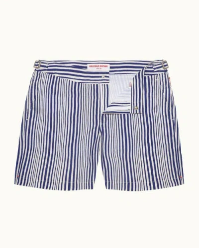 Orlebar Brown Bulldog Mid-length Swim Shorts In Blue/white