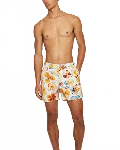 Orlebar Brown Bulldog Oshibana Swim Shorts In White Sand In Multi