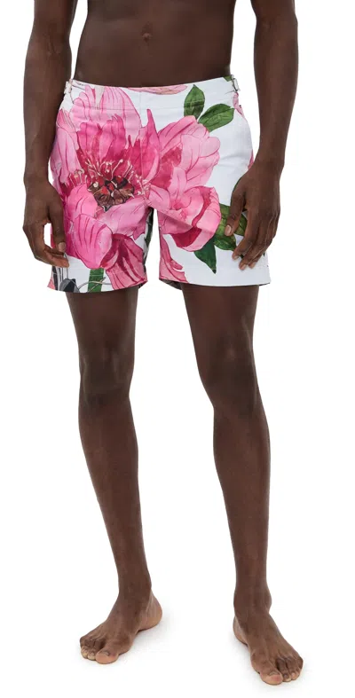 Orlebar Brown Bulldog Paeonia Swim Shorts 6 Pink Lemonade