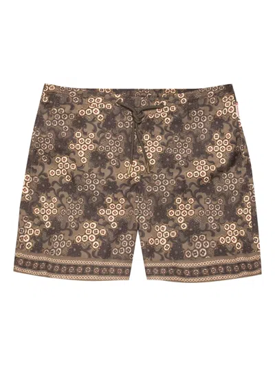 Orlebar Brown Bulldog Paisley-print Drawstring Swim Shorts In Brown