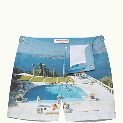 Orlebar Brown Bulldog Photographic Pacifico Shorts In Blue