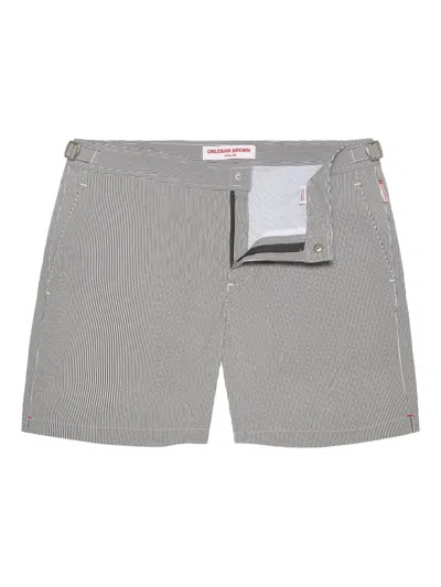 Orlebar Brown Bulldog Pinstriped Swim Shorts In Gray