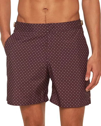 Orlebar Brown Bulldog Polka Dot 6 Swim Trunks In Damson