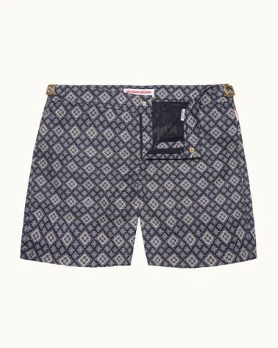 Orlebar Brown Bulldog Printed Mid-length Swim Shorts In Night Iris