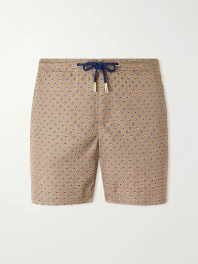 Orlebar Brown Geometric-pattern Drawstring Swim Shorts In Burgundy