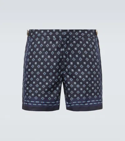 Orlebar Brown Bulldog Printed Swim Trunks In Blue