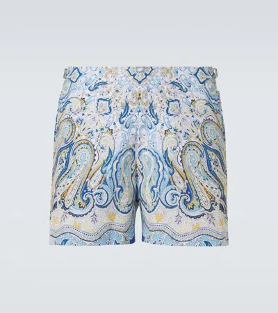 Orlebar Brown Bulldog Printed Swim Trunks In Blue