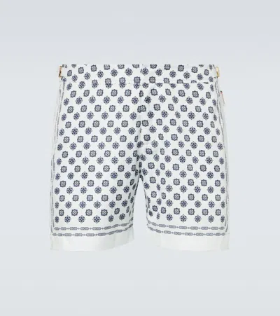 Orlebar Brown Bulldog Printed Swim Trunks In White