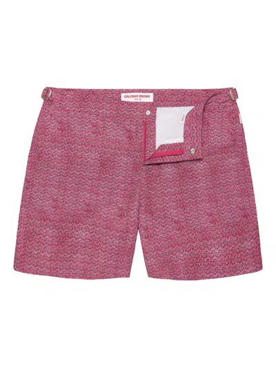 Orlebar Brown Bulldog Ripcord-print Swim Shorts In Pink