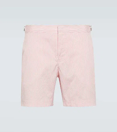 Orlebar Brown Bulldog Seersucker Swim Trunks In Multicolor