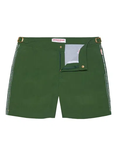 Orlebar Brown Bulldog Stripe-detail Swim Shorts In Green