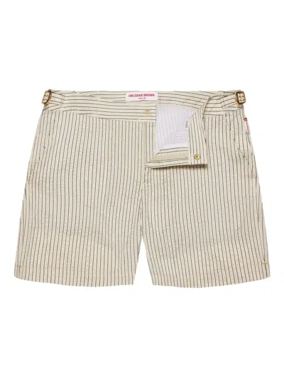 Orlebar Brown Bulldog Stripe Swim Shorts In Neutral