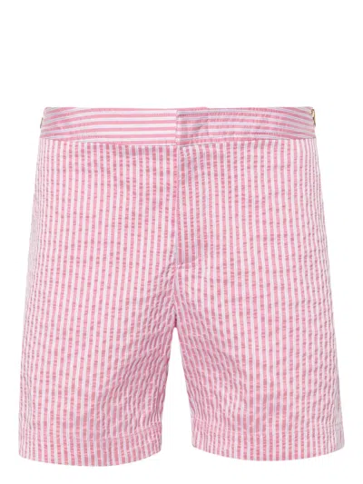 Orlebar Brown Bulldog Striped-jacquard Swim Shorts In White