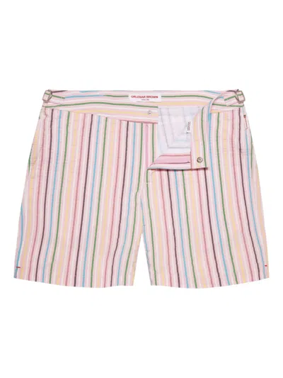Orlebar Brown Bulldog Striped Swim Shorts In Pink