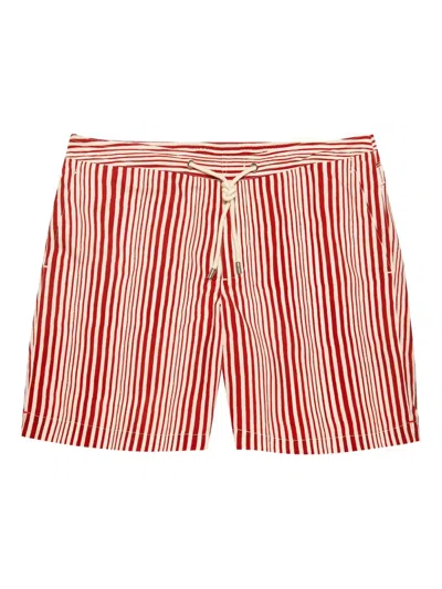 Orlebar Brown Bulldog Striped Swim Shorts In Red