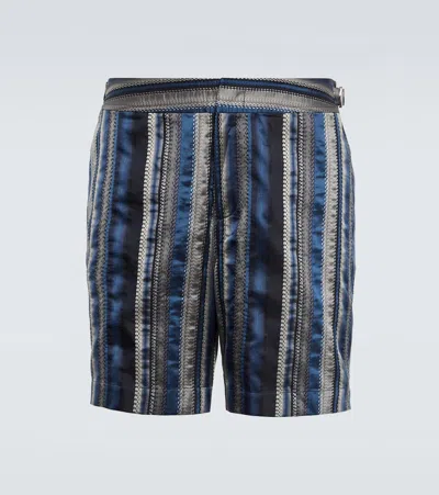 Orlebar Brown Bulldog Graphic-pattern Swim Shorts In Night Iris/dark Sapphire