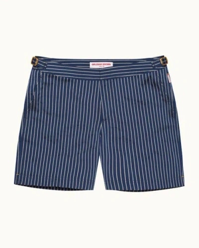 Orlebar Brown Bulldog Tailored-fit Swim Shorts In River Blue/white Sand Stripe