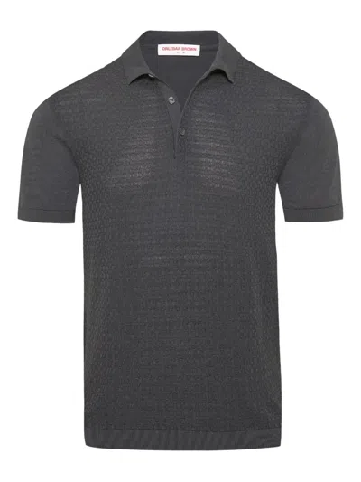 Orlebar Brown Burnham Textured Silk-cotton Polo Shirt In Black