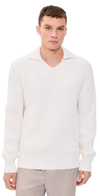 Orlebar Brown Callahan Rib Pullover Thasos Beach In White
