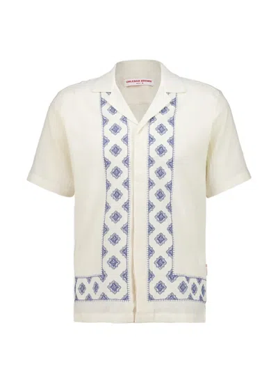 Orlebar Brown Maitan Camp-collar Embroidered Cotton Shirt In White