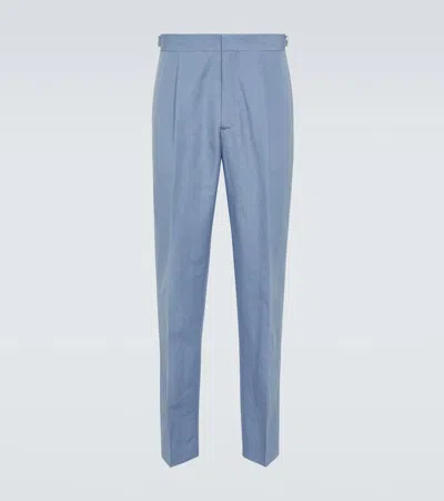 Orlebar Brown Carsyn Linen And Cotton Slim Pants In Springfield Blue