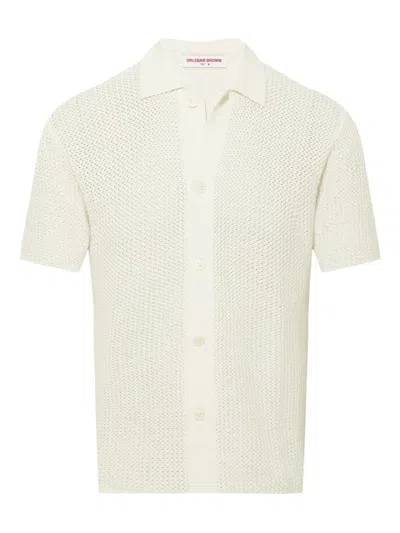 Orlebar Brown Chevron-pattern Crochet Shirt In White