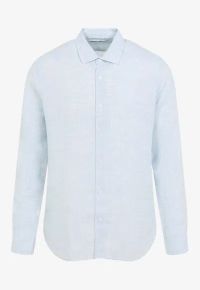 Orlebar Brown Classic Linen Button-down Shirt In Blue