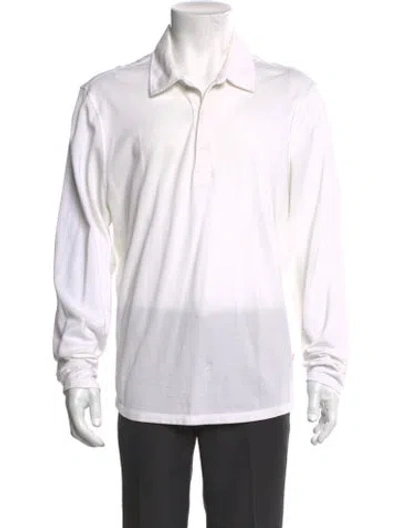 Pre-owned Orlebar Brown Collar Long Sleeve Polo Shirt In White