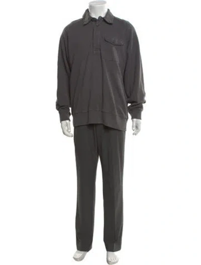 Pre-owned Orlebar Brown Collar Long Sleeve Polo Sweater In Grey