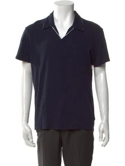 Pre-owned Orlebar Brown Collar Short Sleeve Polo Shirt In Blue