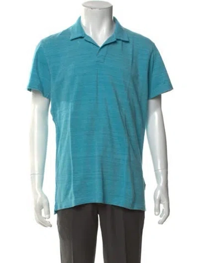 Pre-owned Orlebar Brown Collar Short Sleeve Polo Shirt In Blue