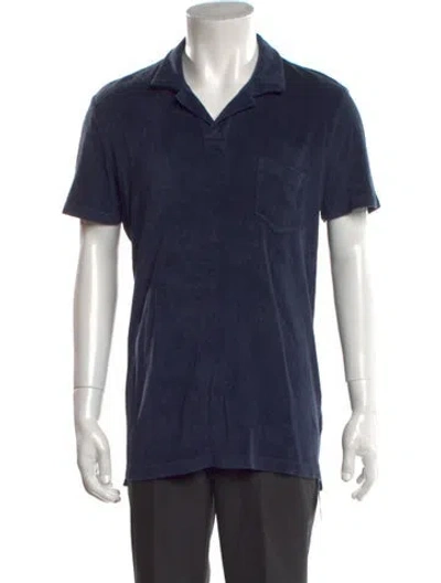 Pre-owned Orlebar Brown Collar Short Sleeve Polo Shirt In Blue