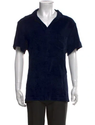 Pre-owned Orlebar Brown Collar Short Sleeve Polo Shirt In Blue