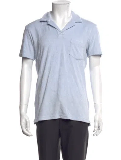 Pre-owned Orlebar Brown Collar Short Sleeve Polo Sweater In Blue