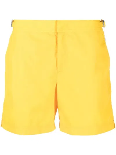 Orlebar Brown Concealed-front Fastening Swim Shorts In Gelb
