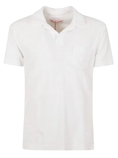 Orlebar Brown Cotton Polo Shirt With Subtle Pocket Detail In White