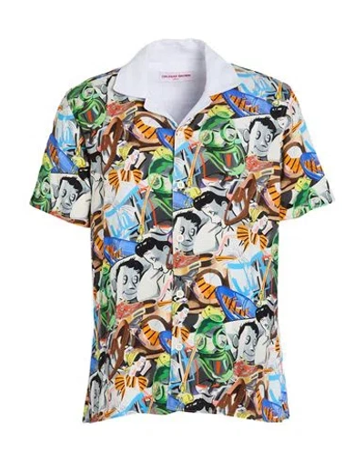Orlebar Brown David Salle Man Shirt White Size Xl Viscose, Linen