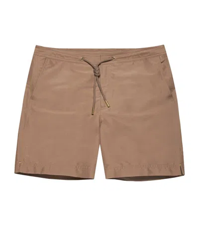 Orlebar Brown Men's Bulldog Drawcord Swim Shorts In Plum Wine