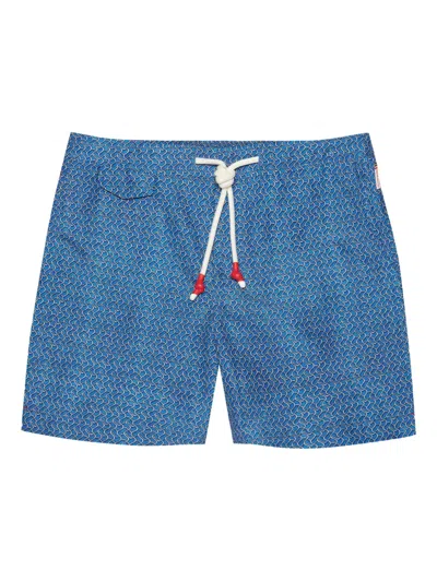 Orlebar Brown Drawstring Patterned Swim Shorts In Blue