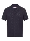 Orlebar Brown Embroidered-details Short-sleeve Shirt In Blue