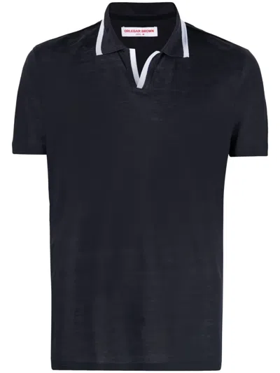 Orlebar Brown Felix Linen Piqué Polo Shirt In Blue