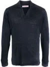 Orlebar Brown Felix Long-sleeve Polo Shirt In Blue