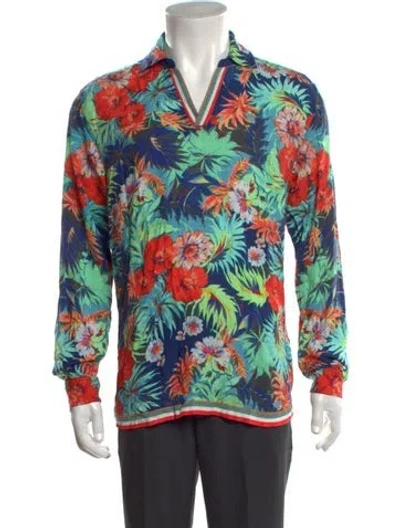 Pre-owned Orlebar Brown Floral Print Long Sleeve In Blue